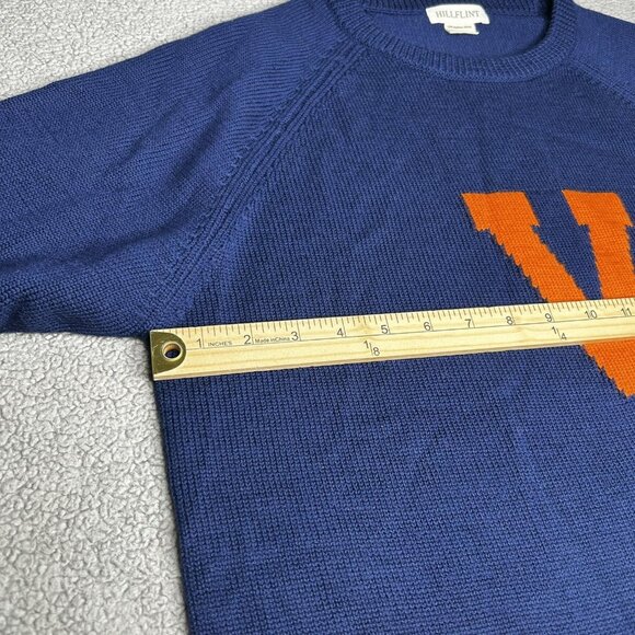 Hillflint Sweater Mens L Navy Merino Wool Collegiate V Letter Virginia State - Picture 8 of 13